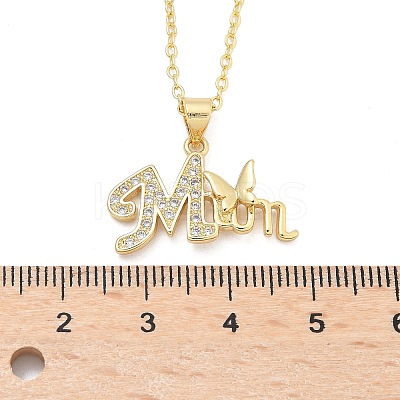 Mother's Day Brass Micro Pave Clear Cubic Zirconia Pendant Necklaces for Women NJEW-Q021-01A-G-1