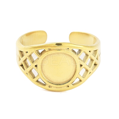 Real 18K Gold Plated 304 Stainless Steel Open Cuff Rings for Women LS-RJEW-B061-01G-03-1