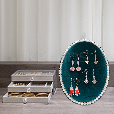 Oval Velvet Cover MDF Jewelry Display Stands ODIS-WH0025-105-1