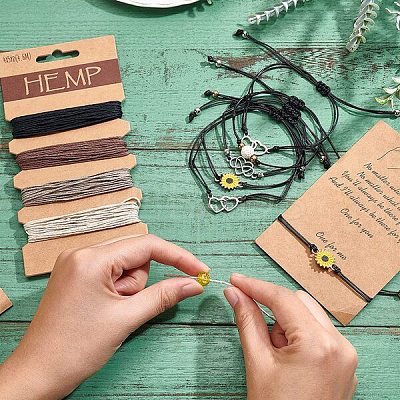 Adjustable Waxed Cord Braided Bead Bracelets Set DIY-AR0001-65-1