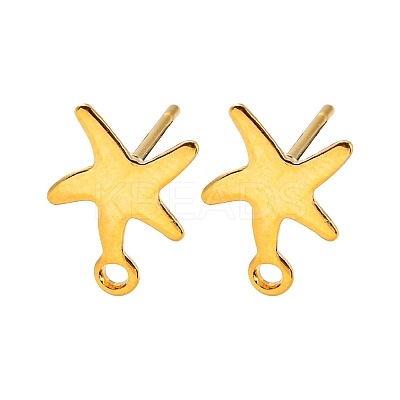 Starfish Shape 201 Stainless Steel Stud Earrings Findings STAS-Q251-03G-1