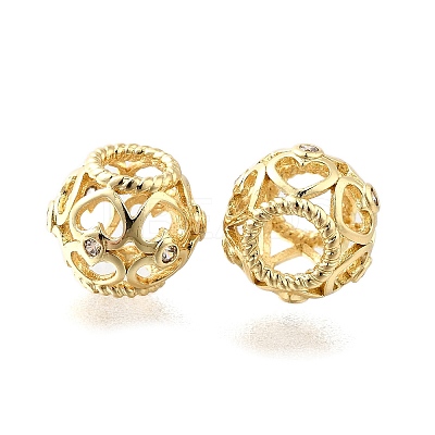 Brass Micro Pave Clear Cubic Zirconia European Beads KK-XCP0001-91G-1