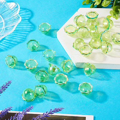 30Pcs UV Plating Acrylic Bead Caps PACR-TA0001-17E-1