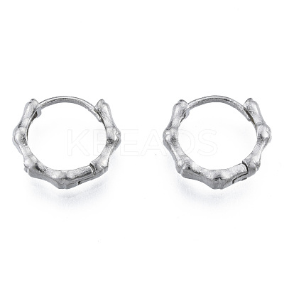 Non-Tarnish 316 Surgical Stainless Steel Bamboo Stick Hoop Earrings for Men Women EJEW-N052-12-1