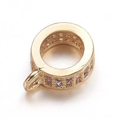 Brass Micro Pave Cubic Zirconia Tube Bails ZIRC-K070-44G-1