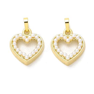 Rack Plating Brass with Plastic Pearl Pendants KK-L210-009G-1