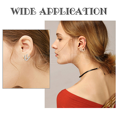 8Pcs 4 Style 316 Surgical Stainless Steel Hoop Earrings with Clear Glass for Women EJEW-GA0005-05-1