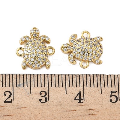 Brass Micro Pave Clear Cubic Zirconia Sea Animal Connector Charms KK-P325-02G-1