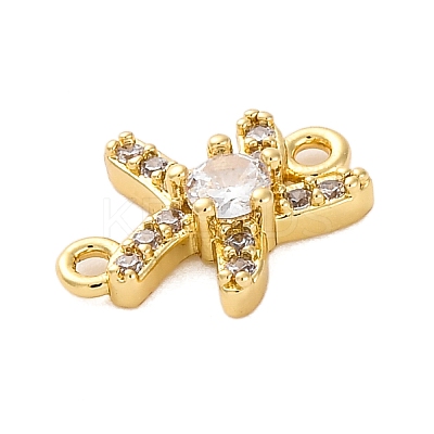 Brass Clear Cubic Zirconia Connector Charms/Links FIND-L019-07G-05-1