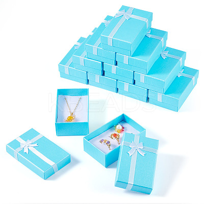 Rectangle Paper Jewelry Storage Gift Boxes with Bowknot LS-CON-TAC0014-09B-1
