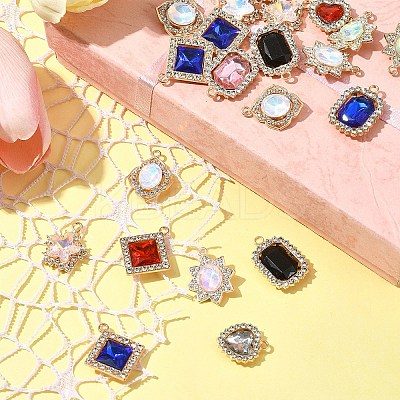 24Pcs 6 Styles Alloy Glass Pendants FIND-FS0003-20-1
