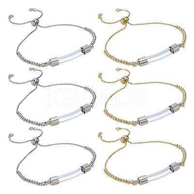 2Pcs 2 Colors Brass Box Chain Slider Bracelet BJEW-PH01899-1