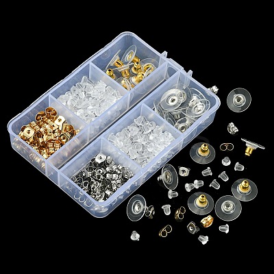 328Pcs 5 Style Brass & Plastic & 304 Stainless Steel Ear Nuts FIND-FS0001-86-1