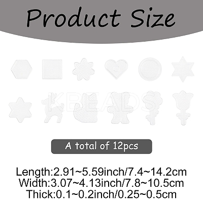 12Pcs 12 Styles Plastic Pegboards for Mini Fuse Beads DIY-YW0017-55-1