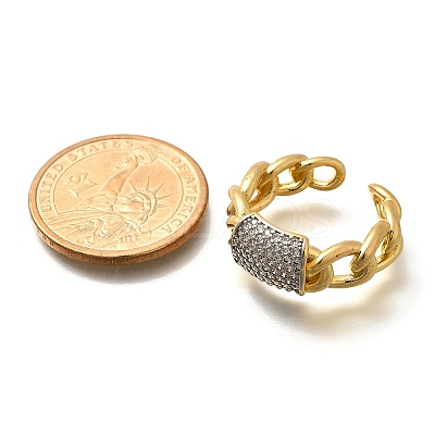 Brass Micro Pave Cubic Zirconia Cuff Rings RJEW-U035-03GP-1