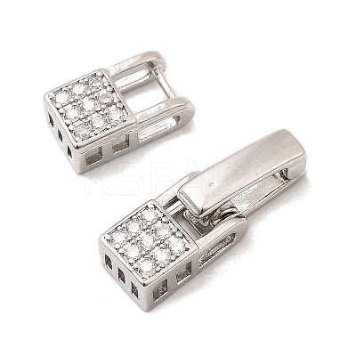 Brass Micro Pave Clear Cubic Zirconia Fold Over Clasps KK-C075-36P-1