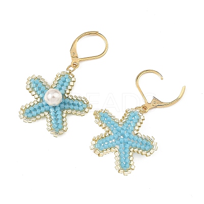 Brass Seed Glass Beads Leverback Earrings EJEW-MZ00759-02-1