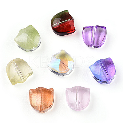 Spray Painted Transparent Glass Beads GLAA-T022-26-1