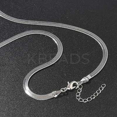 4mm Rack Plating Brass Herringbone Chain Necklaces for Women Men MAK-L044-16G-1