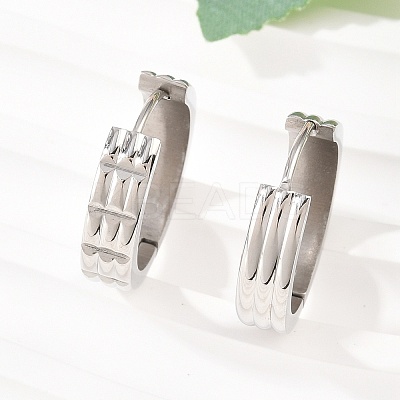 304 Stainless Steel Textured Hoop Earrings EJEW-L307-09P-01-1