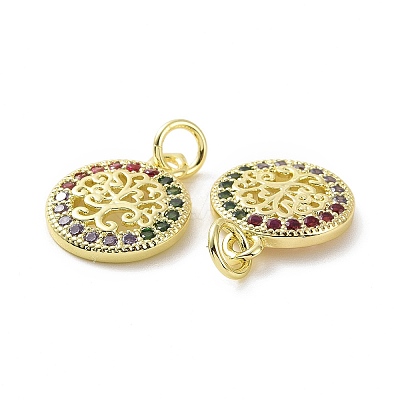 Brass Micro Pave Colorful Cubic Zirconia Pendants KK-E068-VF091-1