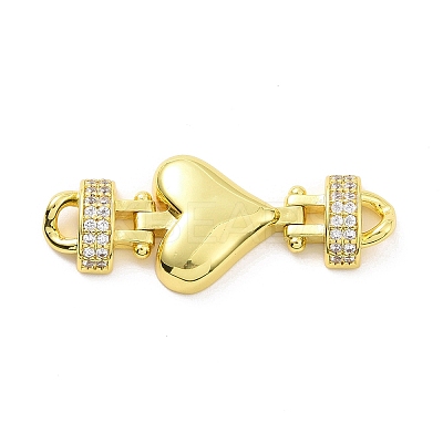 Eco-friendly Rack Plating Brass Micro Pave Clear Cubic Zirconia Connector Charms KK-F843-05G-1