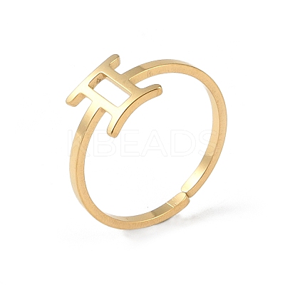 Real 18K Gold Plated 304 Stainless Steel Adjustable Finger Ring LS-RJEW-L115-01G-06-1