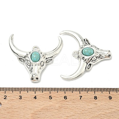 Bohemian Synthetic Turquoise Cattle Pendants FIND-Z112-01AS-05-1