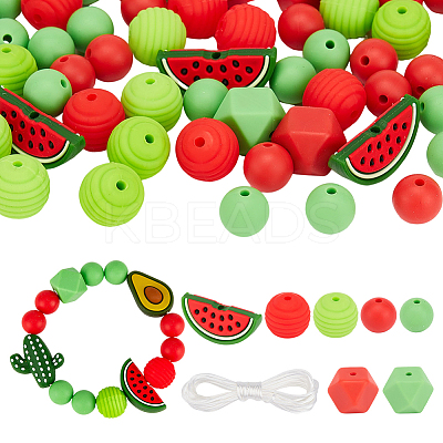 7 Style Food Grade Eco-Friendly Silicone Beads SIL-CA0001-29-1
