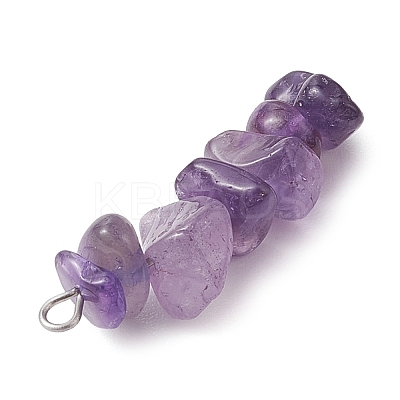 Gradient Color Natural Lavender Amethyst & Natural Blue Lace Agate Chip Beaded Pendants PALLOY-JF02791-03-1