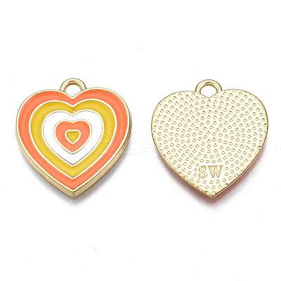 Rack Plating Light Gold Alloy Enamel Pendants ENAM-Q444-014M-RS-1