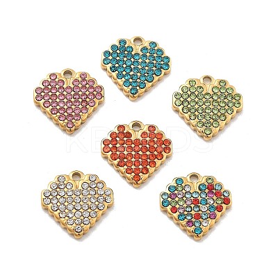 304 Stainless Steel Rhinestone Charms STAS-M092-06G-1