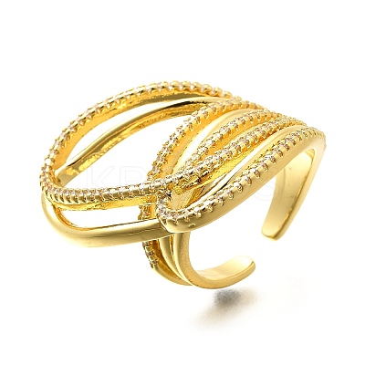 Brass Micro Pave Cubic Zirconia Cuff Rings for Women RJEW-F176-01G-1