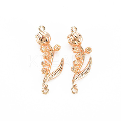 Brass Birth Flower Connector Charms KK-S364-235-1