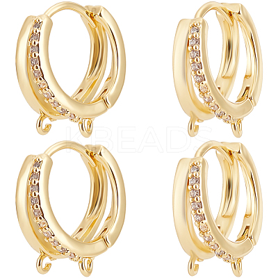 10Pcs Brass Micro Pave Clear Cubic Zirconia Hoop Earring Findings KK-BBC0015-61-1