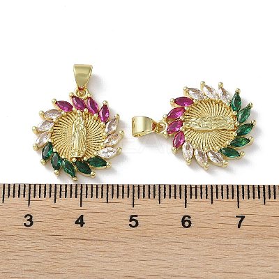 Rack Plating Brass Cubic Zirconia Pendants KK-M272-05G-1