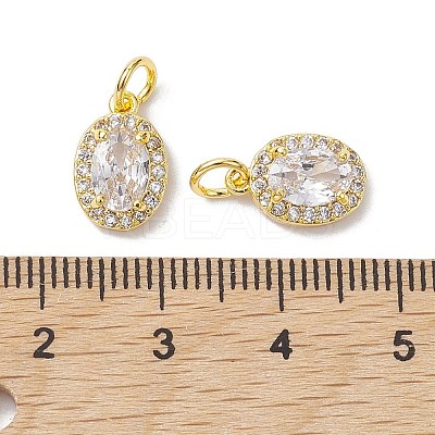 Brass Micro Pave Clear Cubic Zirconia Charms KK-K360-17G-1