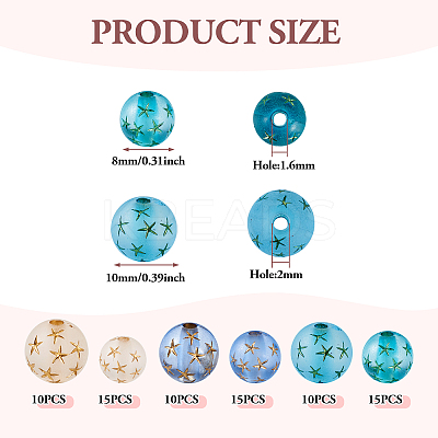 75Pcs 6 Styles Transparent Frosted Resin Beads RESI-TA0002-42-1