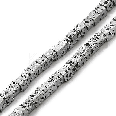 Electroplated Natural Lava Rock Beads Strands G-Q1009-B01-02E-1