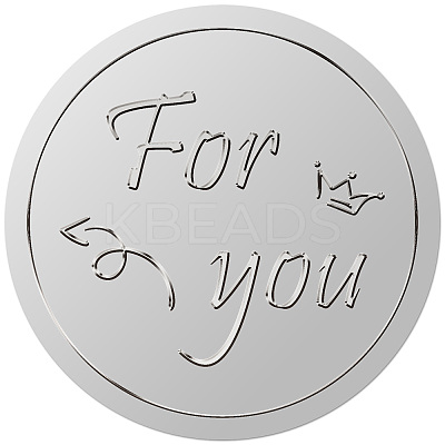 Round Plastic Silver Foil Embossed Picture Stickers DIY-WH20008-005-1