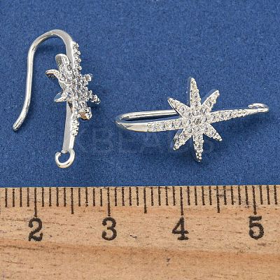 Rack Plating Brass Pave Cubic Zirconia Earring Hooks KK-O143-21S-1