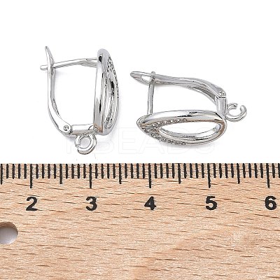 Teardrop Teardrop Brass Micro Pave Clear Cubic Zirconia Hoop Earring Findings KK-Z143-08P-1