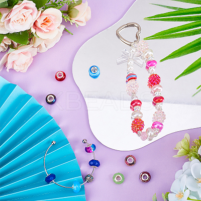 250Pcs 10 Styles Resin European Beads and Alloy Rhinestone European Beads FIND-SC0010-17-1