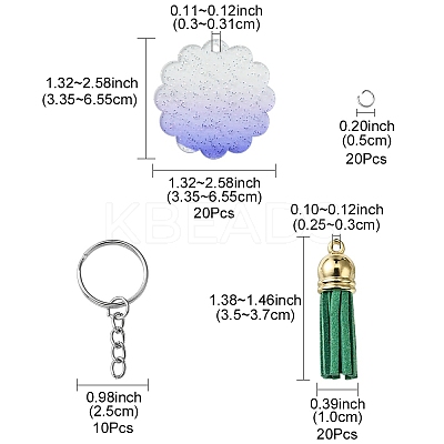 DIY Acrylic Disc Tassel Keychain Making Kits DIY-FS0006-01C-1