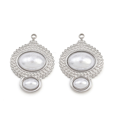 304 Stainless Steel & ABS Plastic Imitation Pearl Pendants STAS-Z166-15P-1