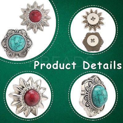 24 Sets 8 Style Alloy Buttons FIND-CP0001-85-1