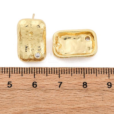 Rectangle Brass Micro Pave Cubic Zirconia Stud Earrings EJEW-R025-21G-1