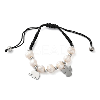 Adjustable Nylon Cord Braided Beaded Bracelets BJEW-A036-01P-1