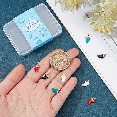 8Pcs 4 Colors Brass Enamel Charms KK-CA0003-64-1