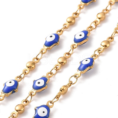 Enamel Hamsa Hand with Evil Eye Link Chains CHS-G023-02G-01-1